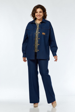 Костюм с блузой, брюками и топом на каждый день VI ORO VR-1142-2 синий - фото 2