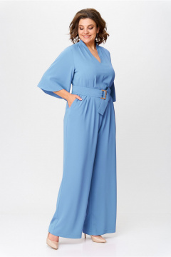 Комбинезон демисезонный с широкими брючками и поясом Bonna Image 921 голубой - фото 2