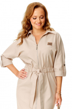 Платье джинсовое с кулиской и завязками по талии VI ORO VR-1145 светлый_беж - фото 5