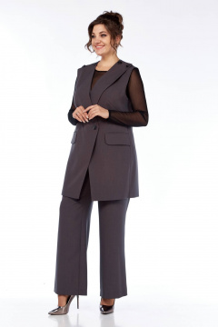 Деловой комплект из жилета и брюк с асимметричным кроем Диомант 2001 капучино - фото 2