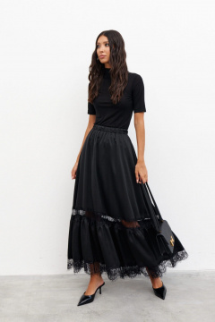 Круглогодичная юбка из струящегося полотна с кружевом ANNETE A1266 - фото 3