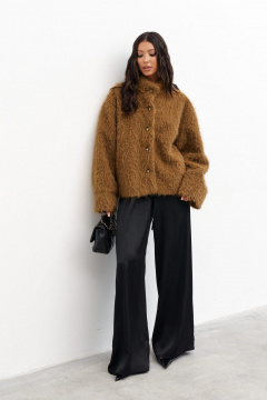 Укороченный жакет из теплой ворсистой ткани с пуговицами ANNETE A5306 - фото 2