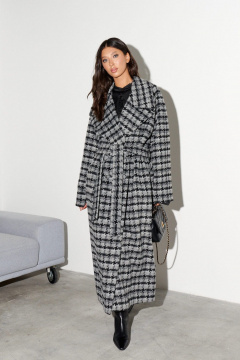 Пальто свободного кроя из гусиной лапки с двубортной застежкой ANNETE A5307 - фото 4