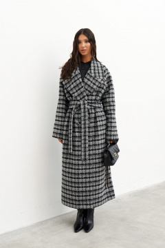 Пальто свободного кроя из гусиной лапки с двубортной застежкой ANNETE A5307 - фото 2