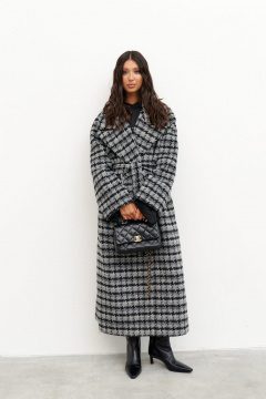 Пальто свободного кроя из гусиной лапки с двубортной застежкой ANNETE A5307 - фото 1