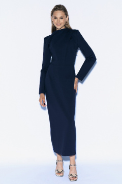 Демисезонное платье из трикотажа с фигурными деталями MilMil 1096-4 темно-синий - фото 3