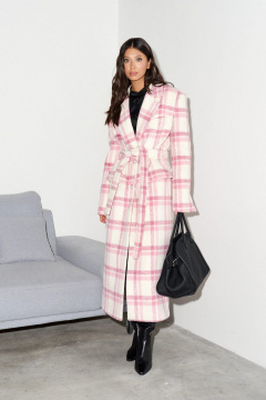 Пальто прямого кроя из фактурного полотна с клетчатым принтом ANNETE A5308 - фото 1