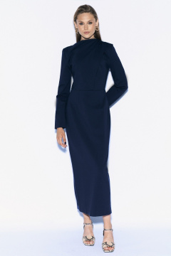 Демисезонное платье из трикотажа с фигурными деталями MilMil 1096-4 темно-синий - фото 2
