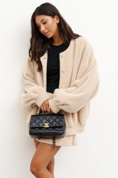 Стильный бомбер-кардиган из текстиля с широким рукавом ANNETE A5317 - фото 4