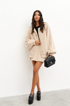 Стильный бомбер-кардиган из текстиля с широким рукавом ANNETE A5317 - фото 1