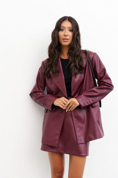 жакет двубортный из эко-кожи с приталенным силуэтом и карманами ANNETE A5329 - фото 2