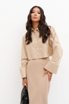 Рубашка свободного кроя из хлопка с вертикальной полоской ANNETE A947 - фото 1