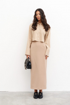 Рубашка свободного кроя из хлопка с вертикальной полоской ANNETE A947 - фото 5