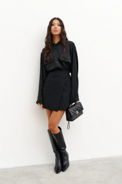 Рубашка свободного кроя из струящейся ткани с накладными карманами ANNETE A952 - фото 1