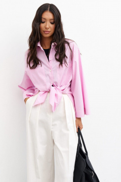 Рубашка прямого кроя из хлопка в полоску с накладными карманами ANNETE A963 - фото 4