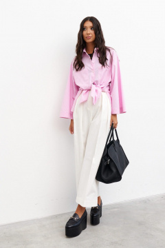 Рубашка прямого кроя из хлопка в полоску с накладными карманами ANNETE A963 - фото 1