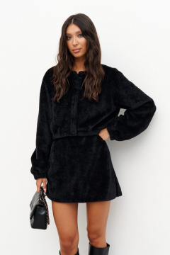 Короткий жакет с резинками прямого кроя черный для ежедневных образов ANNETE A967 - фото 2