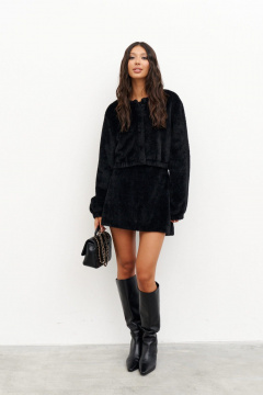 Короткий жакет с резинками прямого кроя черный для ежедневных образов ANNETE A967 - фото 1