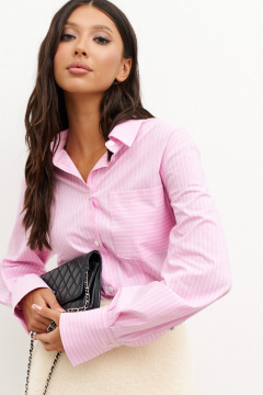 Рубашка приталенная с белой полоской из хлопка на каждый день ANNETE A968 - фото 3