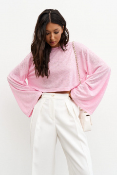 Розовый джемпер полупрозрачный с широкими рукавами ANNETE A980/1 - фото 3