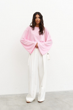 Розовый джемпер полупрозрачный с широкими рукавами ANNETE A980/1 - фото 1