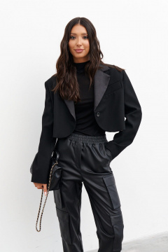 Брюки в стиле экокожа с карманами и резинкой ANNETE A1170 - фото 4