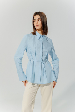 Блуза классическая из натурального хлопка с разрезами DEVITA 6013 голубой - фото 2