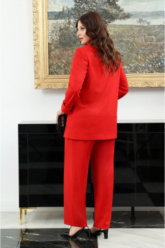 Дизайнерский костюм с блузой, жакетом и прямыми брюками Lissana 4939 брусничный - фото 5