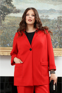 Дизайнерский костюм с блузой, жакетом и прямыми брюками Lissana 4939 брусничный - фото 4