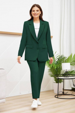 Деловой костюм брюки и жакет яркого цвета Gold Style 2651 темно-зеленый - фото 2