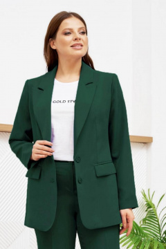 Деловой костюм брюки и жакет яркого цвета Gold Style 2651 темно-зеленый - фото 4