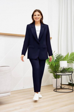 Деловой костюм брюки и жакет яркого цвета Gold Style 2651 темно-синий - фото 1