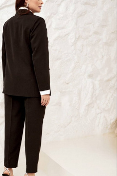 Деловой костюм брюки и жакет яркого цвета Gold Style 2651 черный - фото 2