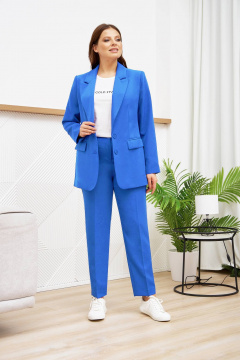 Брючный костюм жакет и топ с контрастом Gold Style 2651 светлый_электрик - фото 1