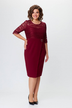 Нарядное платье из гипюра и трикотажа с запахом Solomeya Lux 503-3 бордо - фото 1