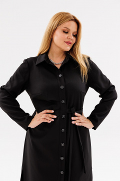 Платье Асимметричное с разрезами и поясом ниже колен ANIDEN 79-1 черный - фото 2