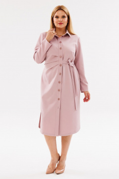 Платье Асимметричное с разрезами и поясом ниже колен ANIDEN 79-2 розовый - фото 2