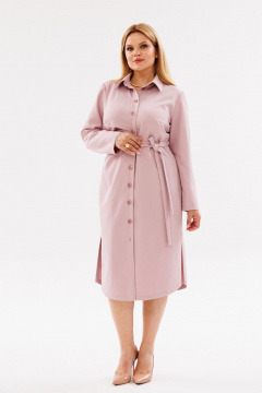 Платье Асимметричное с разрезами и поясом ниже колен ANIDEN 79-2 розовый - фото 1