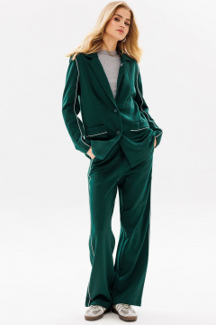 Костюм брюк и жакета из хлопка и трикотажа в стиле casual GO f3079/25-02.170-176 хвоя - фото 1