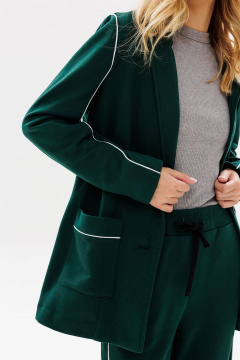 Костюм брюк и жакета из хлопка и трикотажа в стиле casual GO f3079/25-02.170-176 хвоя - фото 4