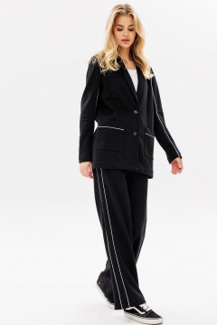 Костюм брюк и жакета из хлопка и трикотажа на каждый день GO f3079/40-02.164-170 черный - фото 1