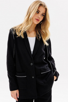 Костюм брюки и жакет из хлопка и трикотажа для повседневной носки GO f3079/40-02.170-176 черный - фото 2