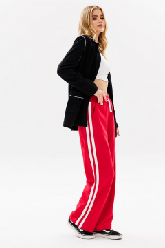 Спортивные брюки с лампасами из хлопка и трикотажа для спорта и отдыха GO f2010L/11-02.164-170 красный - фото 1