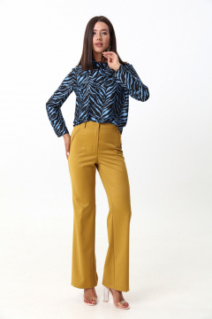 Голубая блуза из струящейся ткани с завязками LM 1632 голубой - фото 2