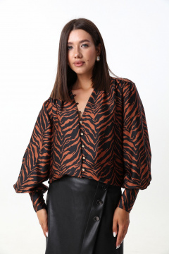 Коричневая блуза из тонкой ткани с V-образным вырезом LM ВИ1621  рыжий - фото 2