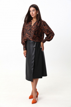Коричневая блуза из тонкой ткани с V-образным вырезом LM ВИ1621  рыжий - фото 5