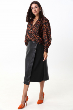Коричневая блуза из тонкой ткани с V-образным вырезом LM ВИ1621  рыжий - фото 1
