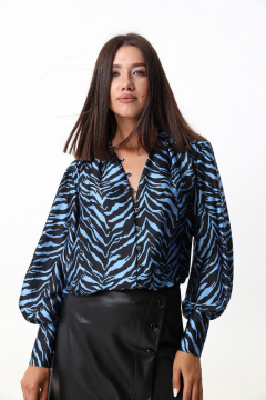 Голубая блуза из тонкой ткани с V-образным вырезом LM ВИ1621  голубой - фото 3