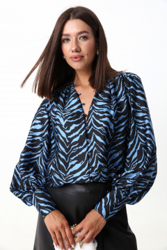 Голубая блуза из тонкой ткани с V-образным вырезом LM ВИ1621  голубой - фото 2