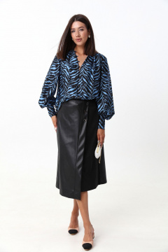 Голубая блуза из тонкой ткани с V-образным вырезом LM ВИ1621  голубой - фото 1